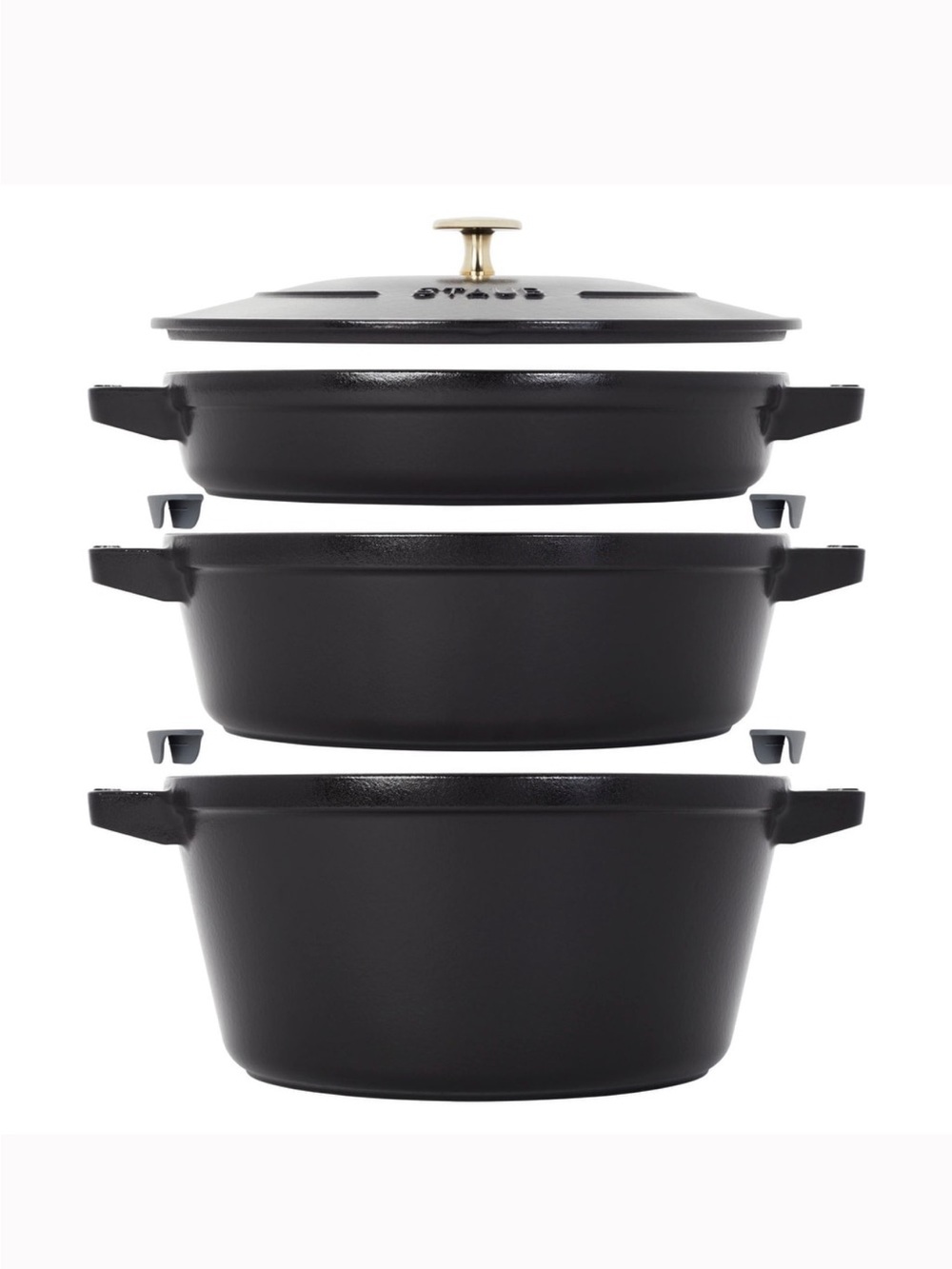 STAUB Stackable 4-Piece Cast Iron Set - Black New in Box